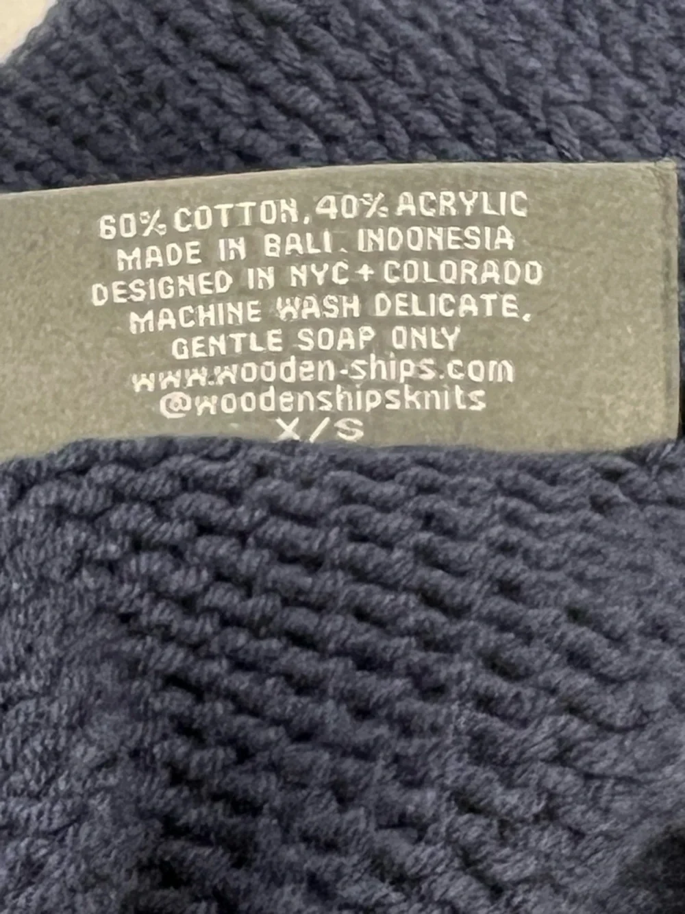 Wooden Ships GAME ON Sweater XS Navy Football Fan Gear Sporty Knitted Cropped - Picture 7 of 8